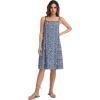 image:imageIWOLLENCE Sundresses for Women Spaghetti Strap Dress Summer Sleeveless Knee Length A Line Dress with PocketsFloral Navy
