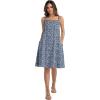 image:imageIWOLLENCE Sundresses for Women Spaghetti Strap Dress Summer Sleeveless Knee Length A Line Dress with PocketsFloral Navy
