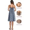 image:imageIWOLLENCE Sundresses for Women Spaghetti Strap Dress Summer Sleeveless Knee Length A Line Dress with PocketsFloral Navy
