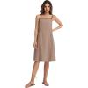 image:imageIWOLLENCE Sundresses for Women Spaghetti Strap Dress Summer Sleeveless Knee Length A Line Dress with PocketsKhaki