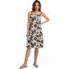 image:imageIWOLLENCE Sundresses for Women Spaghetti Strap Dress Summer Sleeveless Knee Length A Line Dress with PocketsKhaki Black Flower