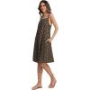 image:imageIWOLLENCE Sundresses for Women Spaghetti Strap Dress Summer Sleeveless Knee Length A Line Dress with PocketsLd Dark Khaki