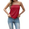 image:imageIWOLLENCE Womens Floral Tube Tops Casual Summer Backless Strapless Top Sleeveless Bandeau Tanks ShirtC Red