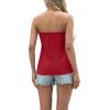 image:imageIWOLLENCE Womens Floral Tube Tops Casual Summer Backless Strapless Top Sleeveless Bandeau Tanks ShirtC Red