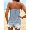 image:imageIWOLLENCE Womens Floral Tube Tops Casual Summer Backless Strapless Top Sleeveless Bandeau Tanks ShirtC1 Eyelet Grey Blue