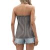 image:imageIWOLLENCE Womens Floral Tube Tops Casual Summer Backless Strapless Top Sleeveless Bandeau Tanks ShirtFp Black White Stripe