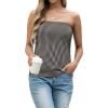 image:imageIWOLLENCE Womens Floral Tube Tops Casual Summer Backless Strapless Top Sleeveless Bandeau Tanks ShirtFp Black White Stripe