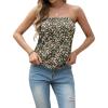 image:imageIWOLLENCE Womens Floral Tube Tops Casual Summer Backless Strapless Top Sleeveless Bandeau Tanks ShirtFp Black Yellow