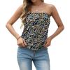 image:imageIWOLLENCE Womens Floral Tube Tops Casual Summer Backless Strapless Top Sleeveless Bandeau Tanks ShirtFp Brown Green Camo