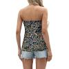 image:imageIWOLLENCE Womens Floral Tube Tops Casual Summer Backless Strapless Top Sleeveless Bandeau Tanks ShirtFp Brown Green Camo
