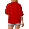 image:imageIWOLLENCE Collared Shirts for Women Half Sleeve V Neck Blouse Loose Fit Pullover Summer TopsCherry Red