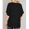 image:imageIWOLLENCE Womens Loose Henley Blouse Bat Wing Short Sleeve Button Down T Shirts Tie Front Knot Tops04 Black