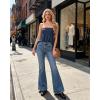image:imageIWOLLENCE Womens Tube Tops Flowy Pleated Strapless Top Long Sleeveless Bandeau Tanks Cute Beach Coverups SummerC Dark Blue