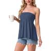 image:imageIWOLLENCE Womens Tube Tops Flowy Pleated Strapless Top Long Sleeveless Bandeau Tanks Cute Beach Coverups SummerC Dark Blue