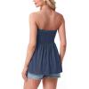 image:imageIWOLLENCE Womens Tube Tops Flowy Pleated Strapless Top Long Sleeveless Bandeau Tanks Cute Beach Coverups SummerC Dark Blue