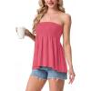 image:imageIWOLLENCE Womens Tube Tops Flowy Pleated Strapless Top Long Sleeveless Bandeau Tanks Cute Beach Coverups SummerC Dark Pink