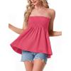 image:imageIWOLLENCE Womens Tube Tops Flowy Pleated Strapless Top Long Sleeveless Bandeau Tanks Cute Beach Coverups SummerC Dark Pink