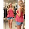 image:imageIWOLLENCE Womens Tube Tops Flowy Pleated Strapless Top Long Sleeveless Bandeau Tanks Cute Beach Coverups SummerC Dark Pink