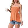 image:imageIWOLLENCE Womens Tube Tops Flowy Pleated Strapless Top Long Sleeveless Bandeau Tanks Cute Beach Coverups SummerC Orange