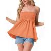 image:imageIWOLLENCE Womens Tube Tops Flowy Pleated Strapless Top Long Sleeveless Bandeau Tanks Cute Beach Coverups SummerC Orange