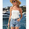 image:imageIWOLLENCE Womens Tube Tops Flowy Pleated Strapless Top Long Sleeveless Bandeau Tanks Cute Beach Coverups SummerC White