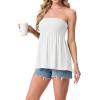 image:imageIWOLLENCE Womens Tube Tops Flowy Pleated Strapless Top Long Sleeveless Bandeau Tanks Cute Beach Coverups SummerC White