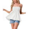 image:imageIWOLLENCE Womens Tube Tops Flowy Pleated Strapless Top Long Sleeveless Bandeau Tanks Cute Beach Coverups SummerC White