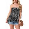 image:imageIWOLLENCE Womens Tube Tops Flowy Pleated Strapless Top Long Sleeveless Bandeau Tanks Cute Beach Coverups SummerFp Black Floral