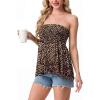 image:imageIWOLLENCE Womens Tube Tops Flowy Pleated Strapless Top Long Sleeveless Bandeau Tanks Cute Beach Coverups SummerFp Brown Leopard