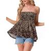 image:imageIWOLLENCE Womens Tube Tops Flowy Pleated Strapless Top Long Sleeveless Bandeau Tanks Cute Beach Coverups SummerFp Brown Leopard