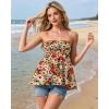 image:imageIWOLLENCE Womens Tube Tops Flowy Pleated Strapless Top Long Sleeveless Bandeau Tanks Cute Beach Coverups SummerFp Colorful Daisy