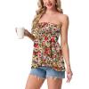 image:imageIWOLLENCE Womens Tube Tops Flowy Pleated Strapless Top Long Sleeveless Bandeau Tanks Cute Beach Coverups SummerFp Colorful Daisy
