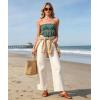 image:imageIWOLLENCE Womens Tube Tops Flowy Pleated Strapless Top Long Sleeveless Bandeau Tanks Cute Beach Coverups SummerFp Green Paisley