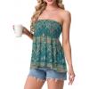 image:imageIWOLLENCE Womens Tube Tops Flowy Pleated Strapless Top Long Sleeveless Bandeau Tanks Cute Beach Coverups SummerFp Green Paisley