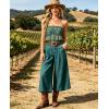 image:imageIWOLLENCE Womens Tube Tops Flowy Pleated Strapless Top Long Sleeveless Bandeau Tanks Cute Beach Coverups SummerFp Green Paisley