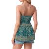 image:imageIWOLLENCE Womens Tube Tops Flowy Pleated Strapless Top Long Sleeveless Bandeau Tanks Cute Beach Coverups SummerFp Green Paisley