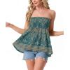 image:imageIWOLLENCE Womens Tube Tops Flowy Pleated Strapless Top Long Sleeveless Bandeau Tanks Cute Beach Coverups SummerFp Green Paisley