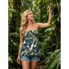 image:imageIWOLLENCE Womens Tube Tops Flowy Pleated Strapless Top Long Sleeveless Bandeau Tanks Cute Beach Coverups SummerFp Green White Leaf