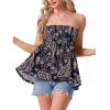 image:imageIWOLLENCE Womens Tube Tops Flowy Pleated Strapless Top Long Sleeveless Bandeau Tanks Cute Beach Coverups SummerFp Navy Blue Paisley