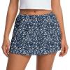 image:imageIWOLLENCE Womens Mini Skirt with Shorts Underneath Casual Summer Short Skirts Cute A Line SkortsFloral Navy