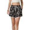 image:imageIWOLLENCE Womens Checkered Shorts Elastic Waist with Drawstring Plaid Short Pants Beach Summer with PocketsFlblack Flower