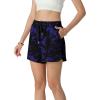 image:imageIWOLLENCE Womens Checkered Shorts Elastic Waist with Drawstring Plaid Short Pants Beach Summer with PocketsFlblue Black Flower