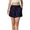 image:imageIWOLLENCE Womens Checkered Shorts Elastic Waist with Drawstring Plaid Short Pants Beach Summer with PocketsFlblue Black Flower