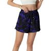 image:imageIWOLLENCE Womens Checkered Shorts Elastic Waist with Drawstring Plaid Short Pants Beach Summer with PocketsFlblue Black Flower