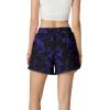 image:imageIWOLLENCE Womens Checkered Shorts Elastic Waist with Drawstring Plaid Short Pants Beach Summer with PocketsFlblue Black Flower