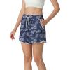 image:imageIWOLLENCE Womens Checkered Shorts Elastic Waist with Drawstring Plaid Short Pants Beach Summer with PocketsFlblue Hibiscus