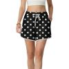 image:imageIWOLLENCE Womens Checkered Shorts Elastic Waist with Drawstring Plaid Short Pants Beach Summer with PocketsYdblack White Dot