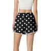 image:imageIWOLLENCE Womens Checkered Shorts Elastic Waist with Drawstring Plaid Short Pants Beach Summer with PocketsYdblack White Dot
