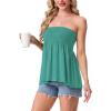 image:imageIWOLLENCE Womens Tube Tops Flowy Pleated Strapless Top Long Sleeveless Bandeau Tanks Cute Beach Coverups SummerC Blue Green