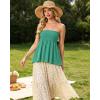 image:imageIWOLLENCE Womens Tube Tops Flowy Pleated Strapless Top Long Sleeveless Bandeau Tanks Cute Beach Coverups SummerC Blue Green